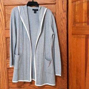 TAHARI GRAY HOODED COVERUP/CARDIGAN